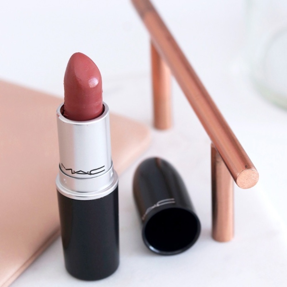 MAC Amplified Crème Lipstick - 128 SMOKED ALMOND - .1oz./3g  *USED* Pink Nude